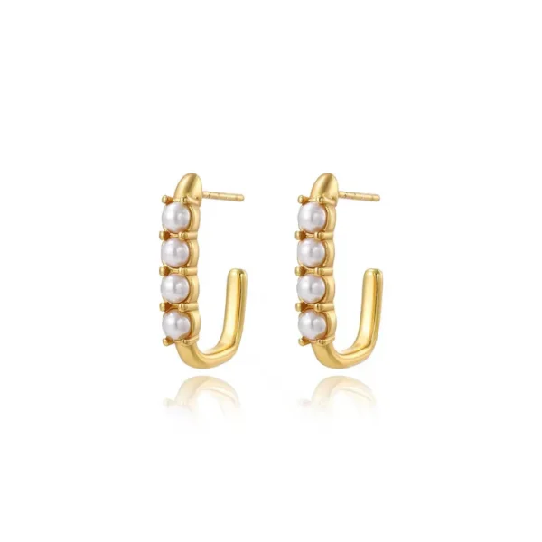 Pearl Cascade Gold Hoop Earrings